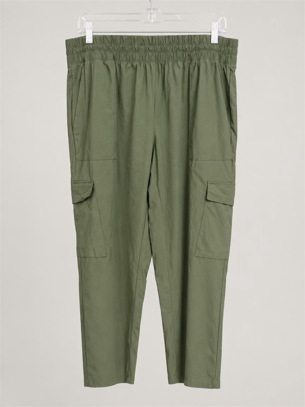 Relaxed Olive Cargo Joggers with Elastic Waist - 2X